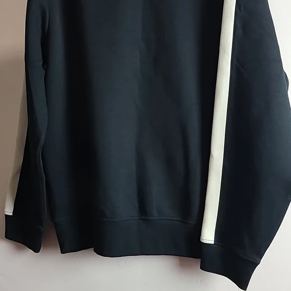 New Black Long Sleeves Polo Crew Neck Sweatshirt size Large